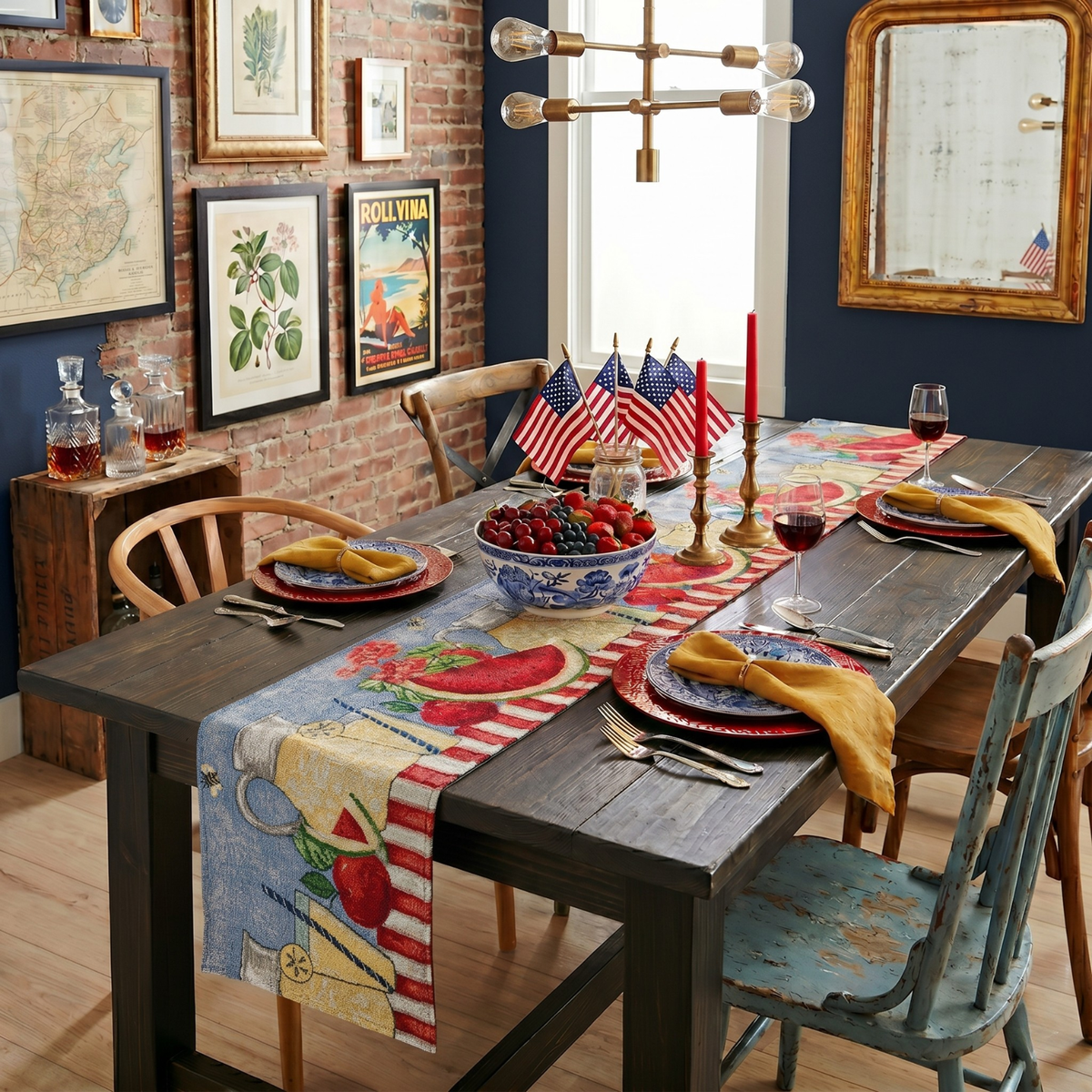 Fruity Drinks Watermelon Lemonade Woven Tapestry Table Runner – view 3