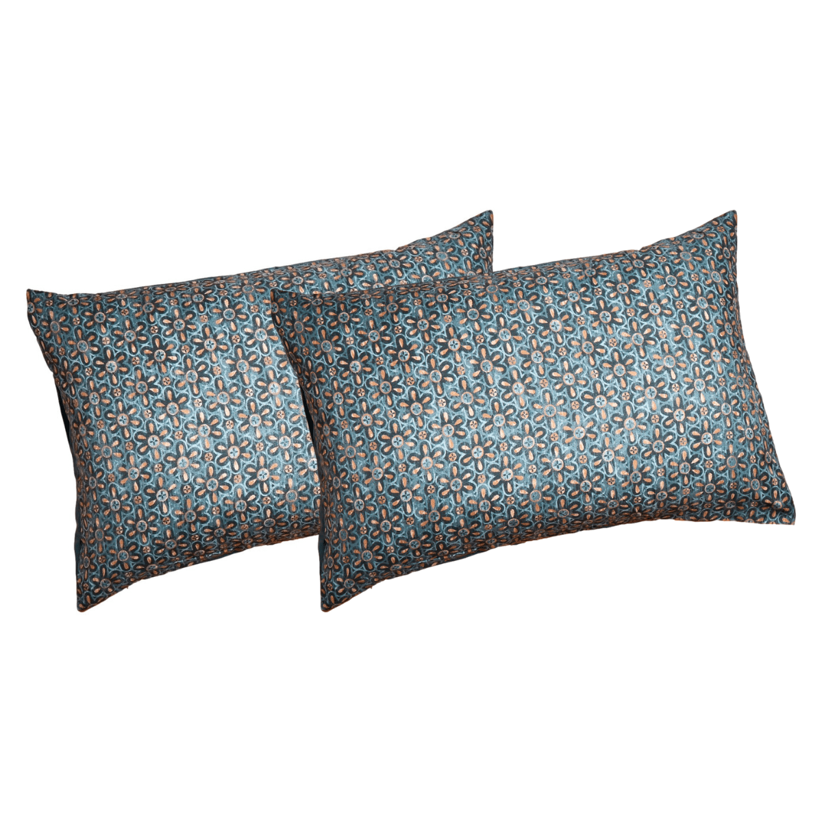 Microfiber Lattice Floral Watercolor Pillowcases, Dark Teal