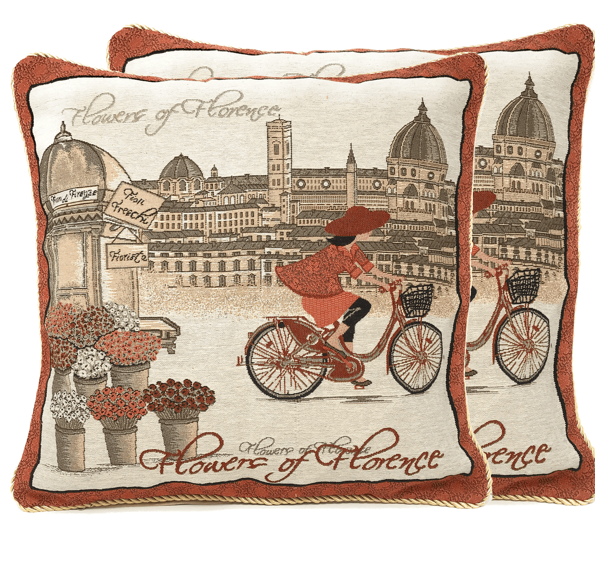 Flowers of Florence Italy Skyline Woven Tapestry Pillow Cover – view 12
