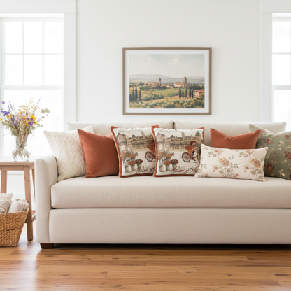 Flowers of Florence Italy Skyline Woven Tapestry Pillow Cover – view 8