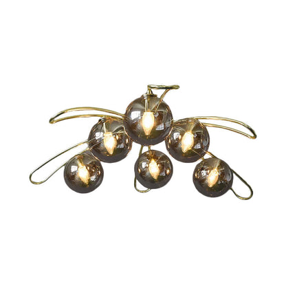 Clara Mid-Century Brass Flush Mount Light with Smoke Gray Glass – view 7