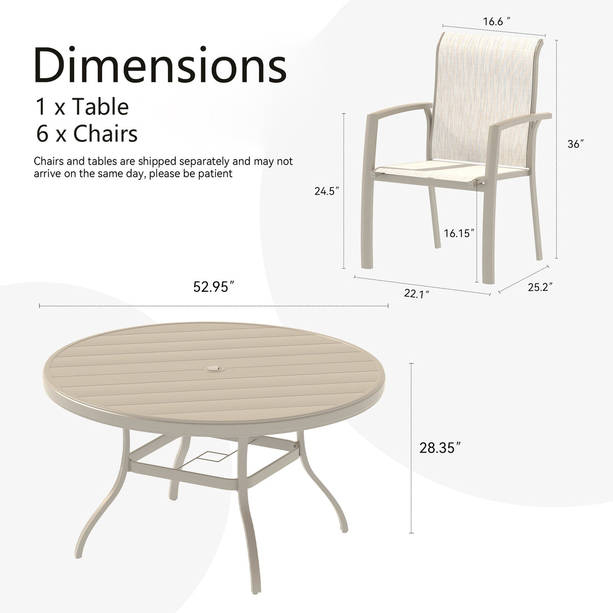 Sandstone 7-Piece Metal Patio Dining Set with Waterproof Seats – view 2