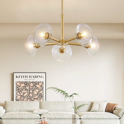 26" Modern Gold 5-Light Sputnik Chandelier with Clear Glass Shades – view 2