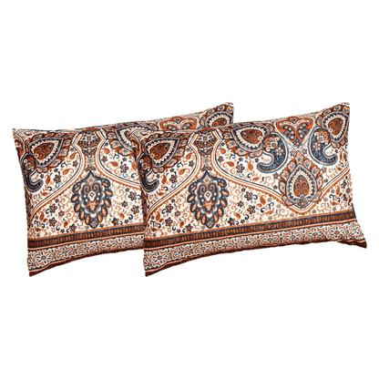 Tache Rustic Paisley Mandala Palace Teal Orange Ivory Pillowcases (KF174)