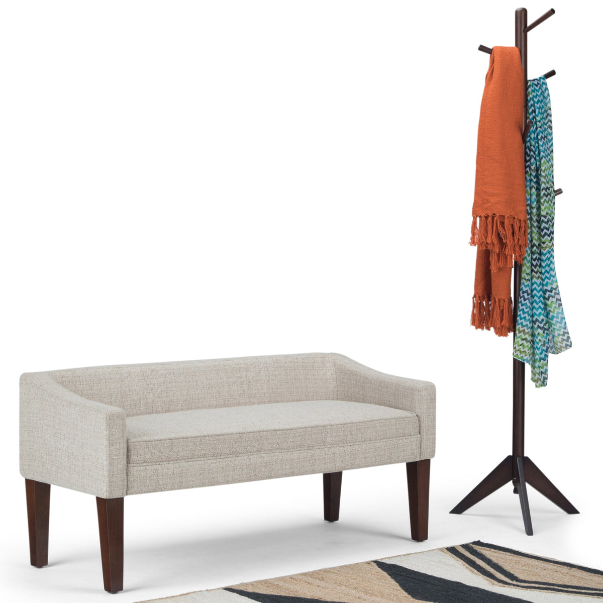 Parris Platinum Upholstered Bench with Solid Wood Frame – view 9