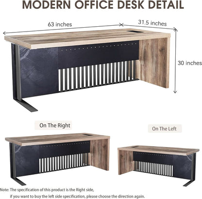 70.87-Inch Stainless Steel Executive Desk with Wood Veneer Top – view 2