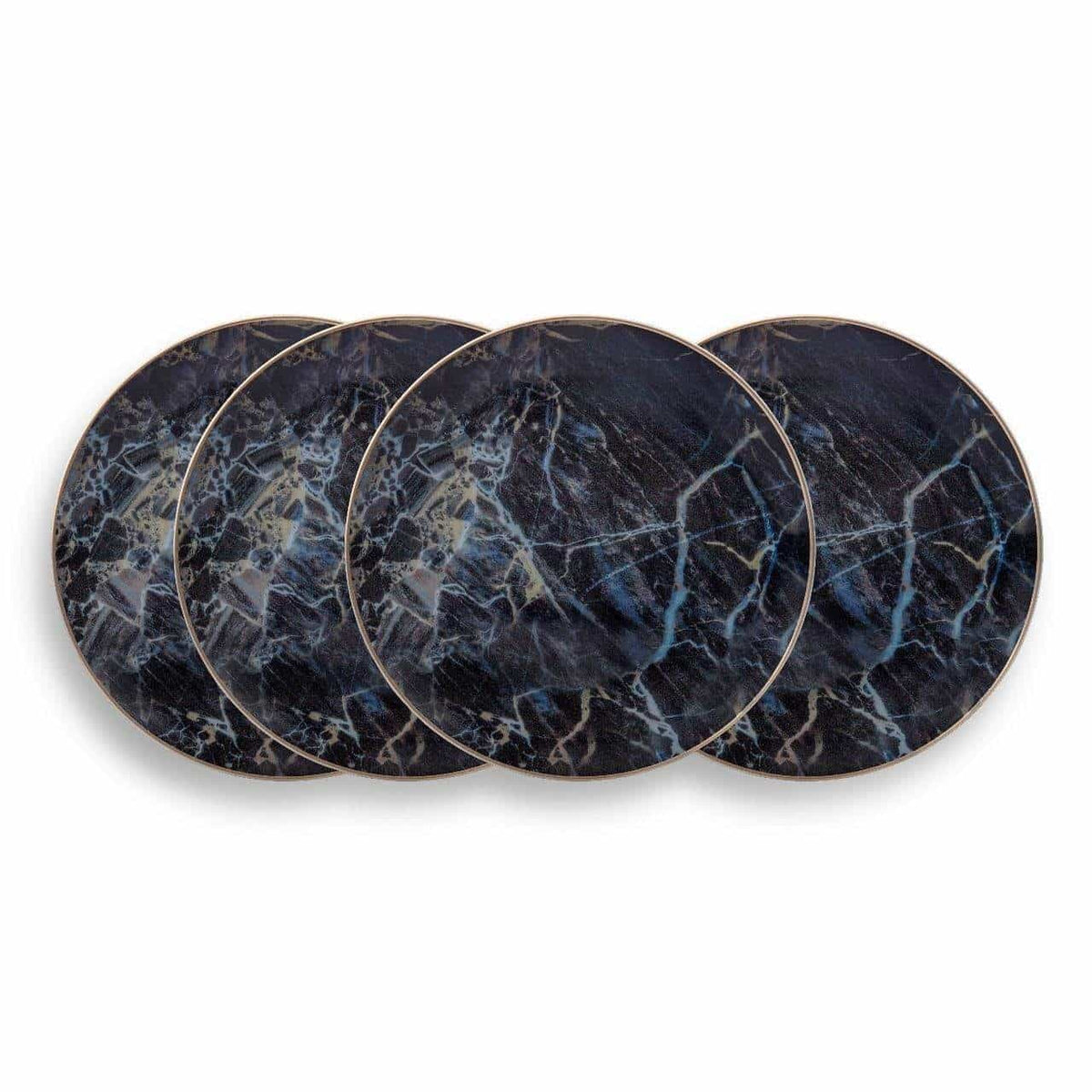 Black Marble Fine Bone China Accent Salad Plates with Gold Rim, Set of 4 – view 3