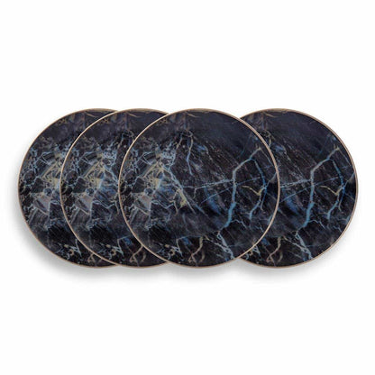 Black Marble Fine Bone China Accent Salad Plates with Gold Rim, Set of 4 – view 3