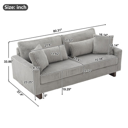 Modern Fabric Loveseat Sofa with 4 Pillows in Beige, Black or Dark Gray – view 7