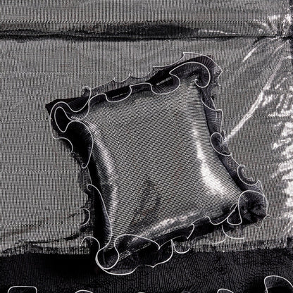 Glam Night Out Silver Sequin Black Organza Ruffle Comforter Set, 6-Piece – view 6