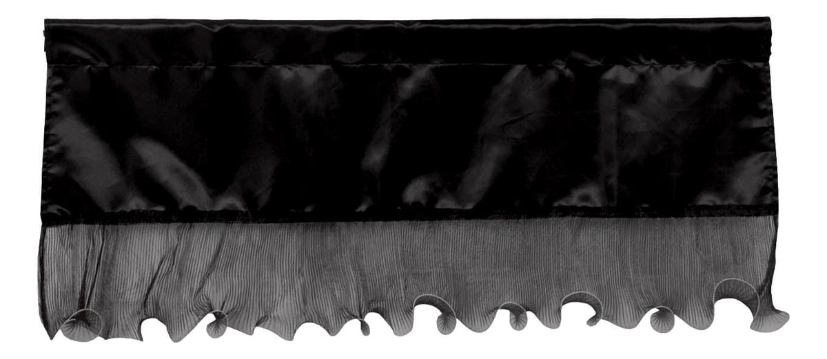 Black Satin Ruffle Window Valance with Organza Ruffles, 18 x 52 – view 2
