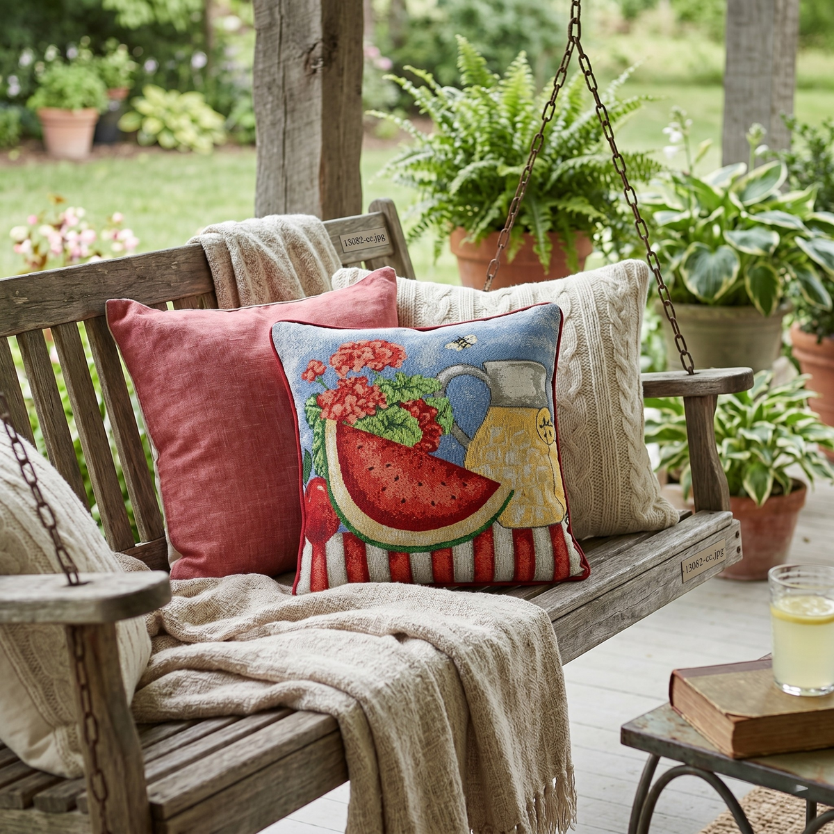Fruity Drinks Watermelon Lemonade Woven Tapestry Pillow Cover – view 5