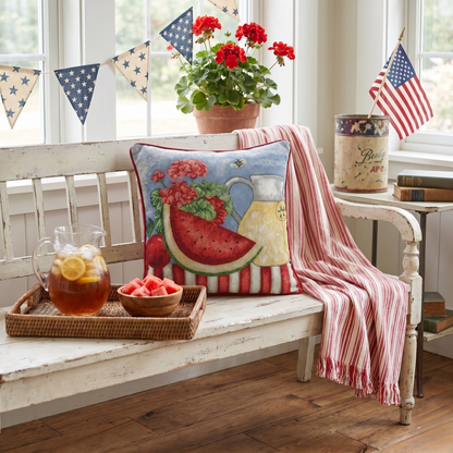 Fruity Drinks Watermelon Lemonade Woven Tapestry Pillow Cover – view 6