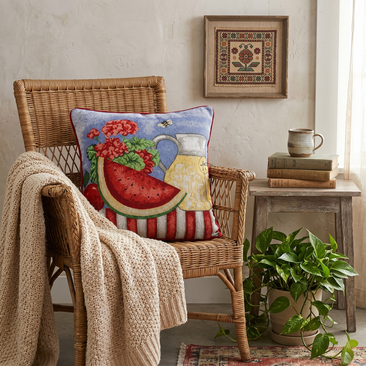 Fruity Drinks Watermelon Lemonade Woven Tapestry Pillow Cover – view 12