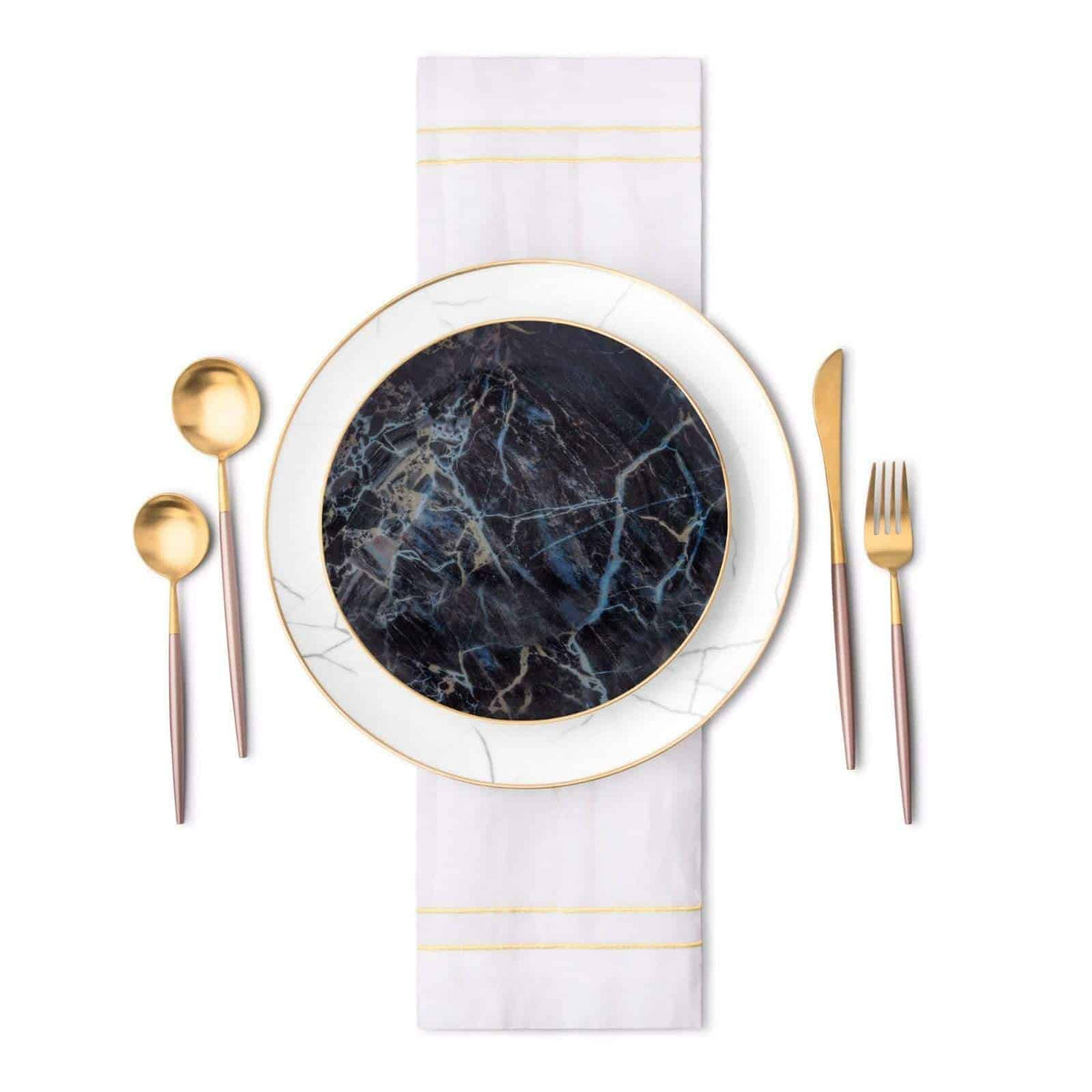 Carrara Marble Fine Bone China Dinnerware Set with Gold Rim, 16 Piece – view 8