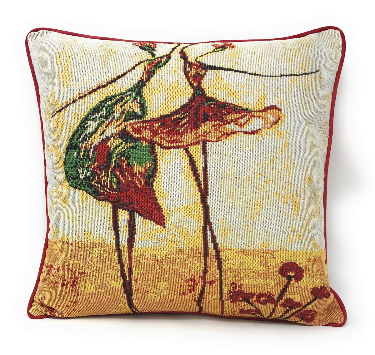 Golden Beige Woven Tapestry Throw Pillow Cover