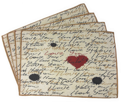 Golden Beige Love Letter Woven Tapestry Placemat Set – view 3