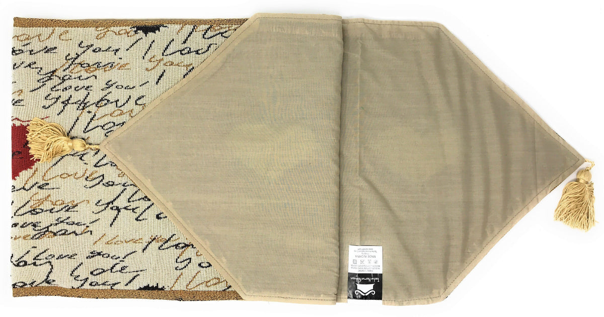 Romantic I Love You Valentine's Beige Woven Tapestry Table Runner – view 11