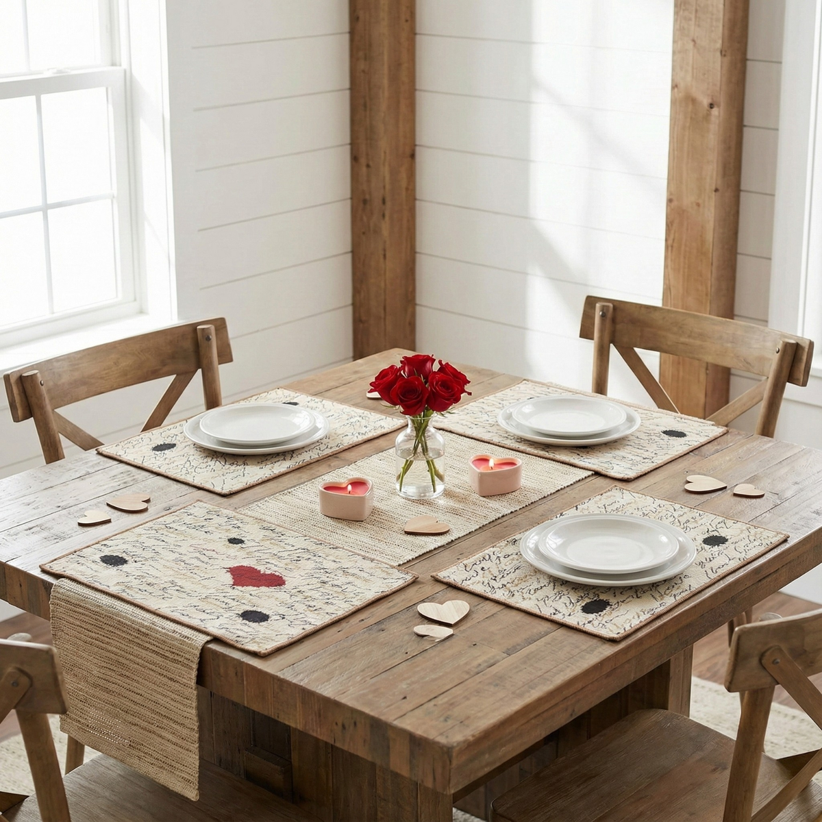Golden Beige Love Letter Woven Tapestry Placemat Set – view 9