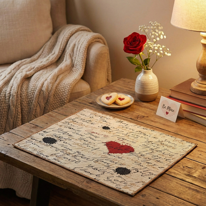 Golden Beige Love Letter Woven Tapestry Placemat Set – view 10