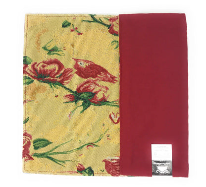 Red Roses and Finches Golden Woven Tapestry Placemat Set – view 7