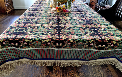 Elegant Black Ornate Paisley Woven Tapestry Tablecloth – view 6