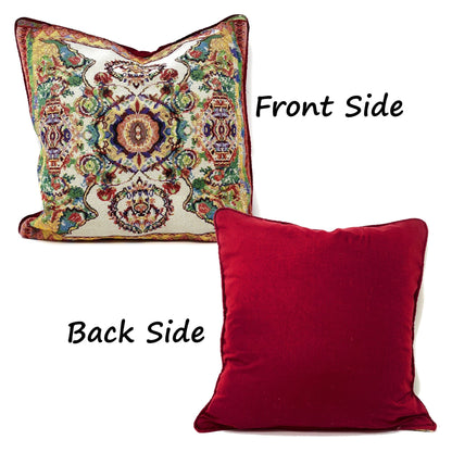 Elegant Ivory Ornate Paisley Woven Tapestry Throw Pillow Cover – view 5