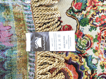 Elegant Ivory Ornate Paisley Woven Tapestry Tablecloth – view 13