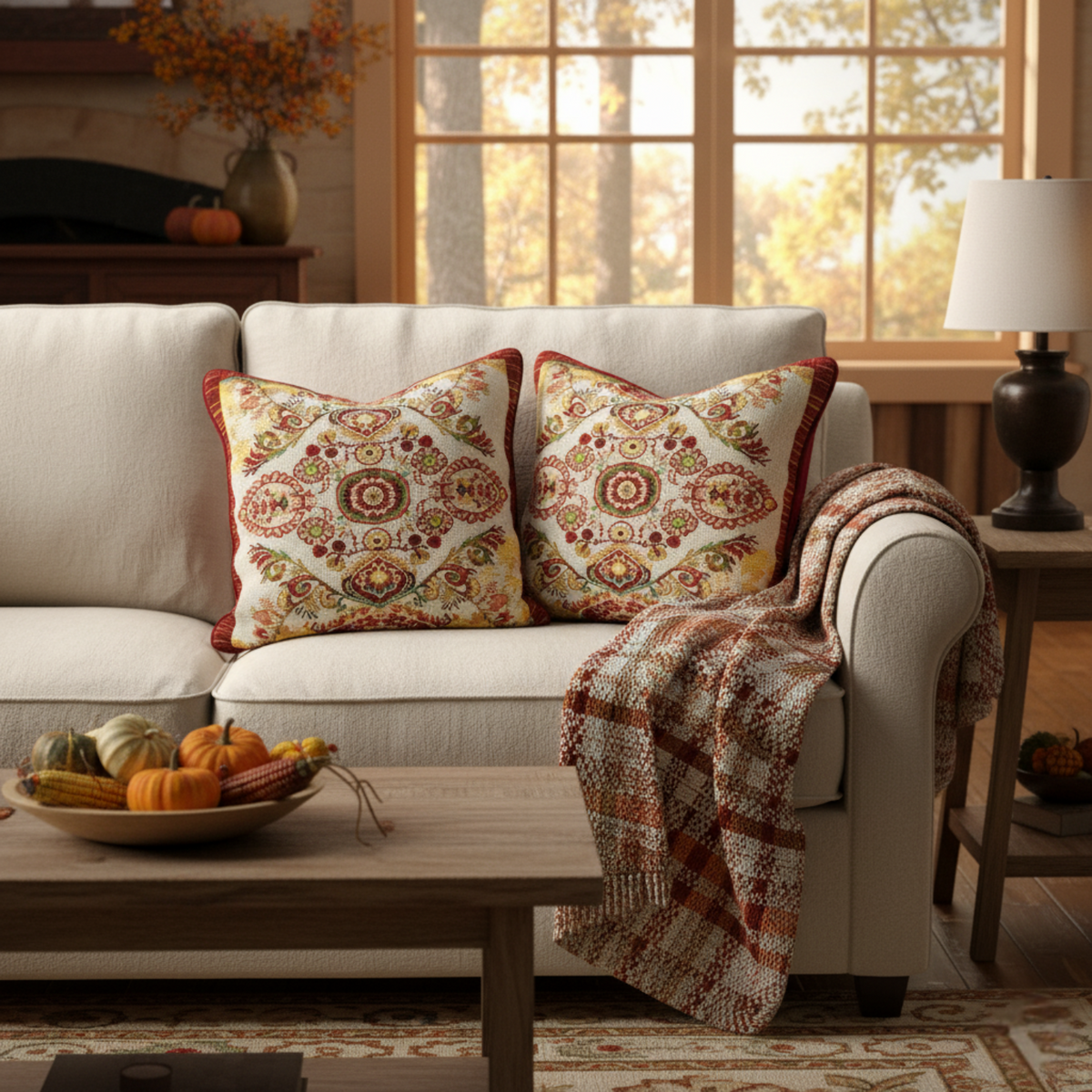 Elegant Burgundy Ornate Paisley Woven Tapestry Throw Pillow Cover – view 10