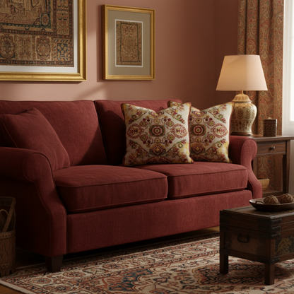 Elegant Burgundy Ornate Paisley Woven Tapestry Throw Pillow Cover – view 7
