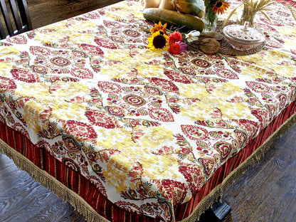 Elegant Burgundy Ornate Paisley Woven Tapestry Tablecloth – view 6