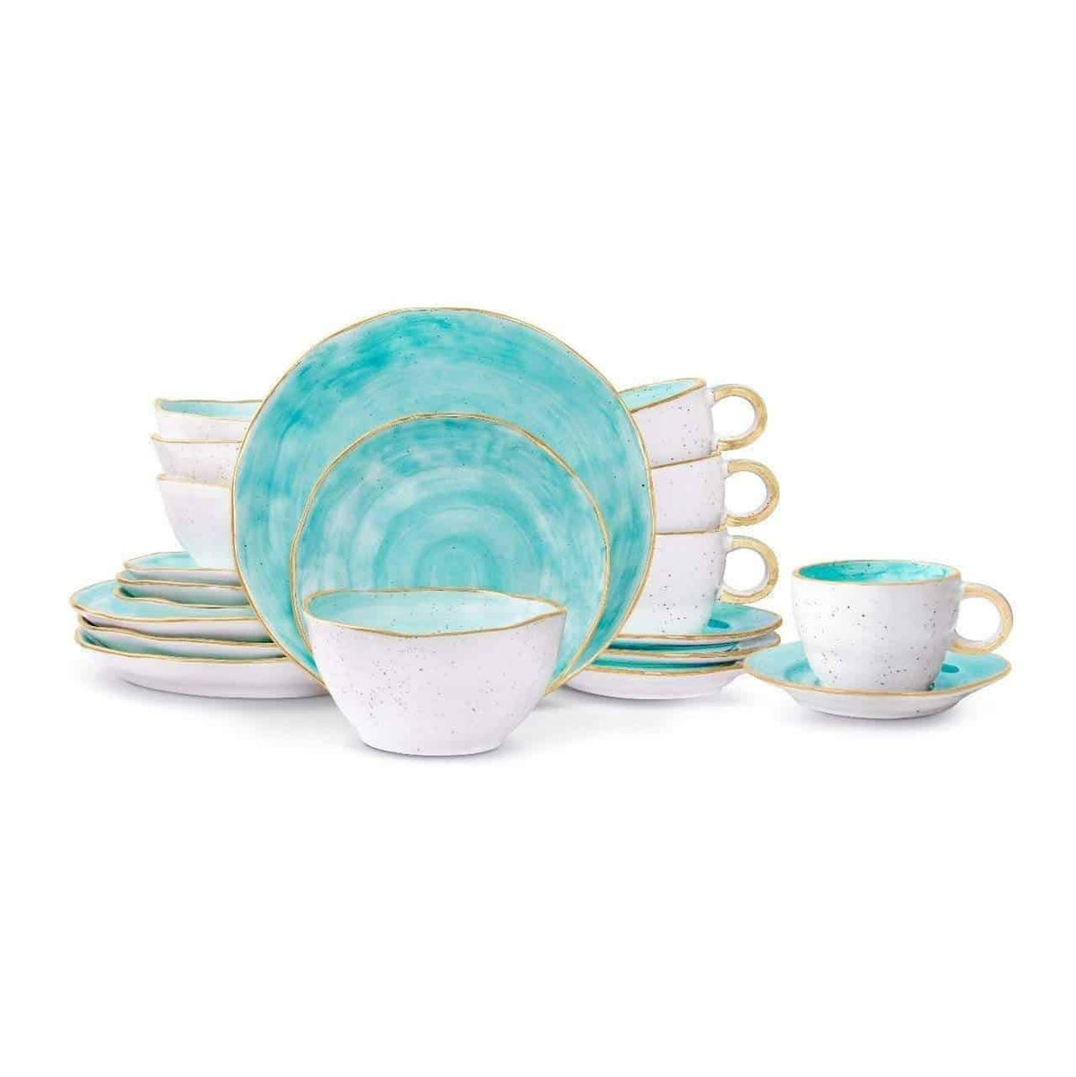 Cabana Turquoise Fine Bone China Dinnerware Set, 20 Piece – view 10