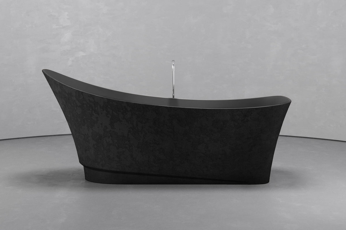 Boat-Shaped Freestanding Concrete Bathtub with Upright Recline – view 10