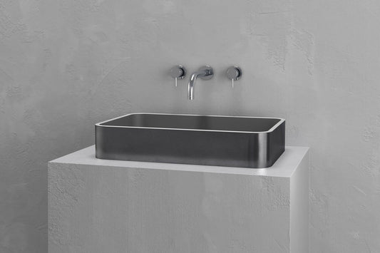 Concrete and Iron Rectangular Vessel Sink
