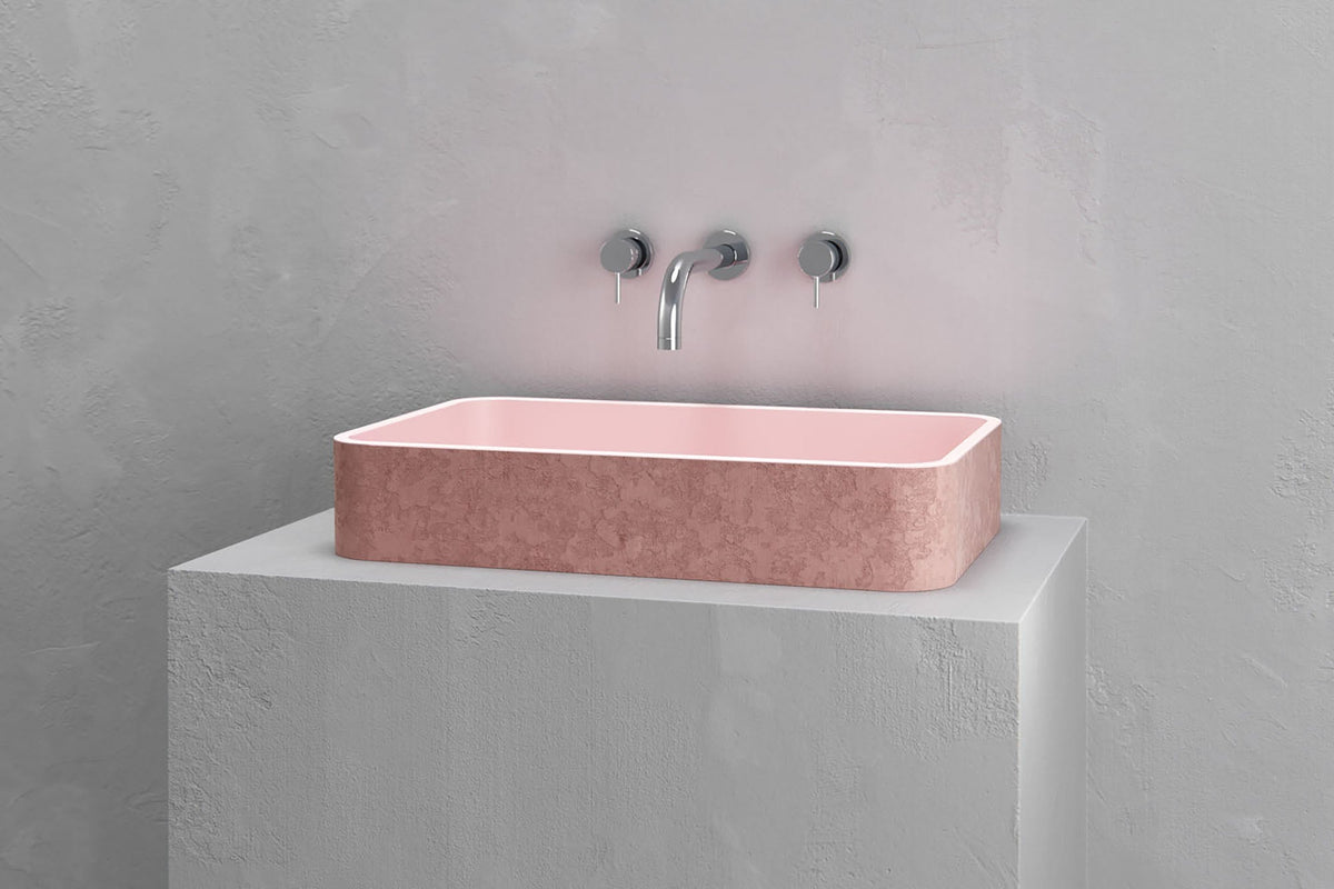 Low-Profile Rectangular Concrete Vessel Sink with Curved Corners – view 3