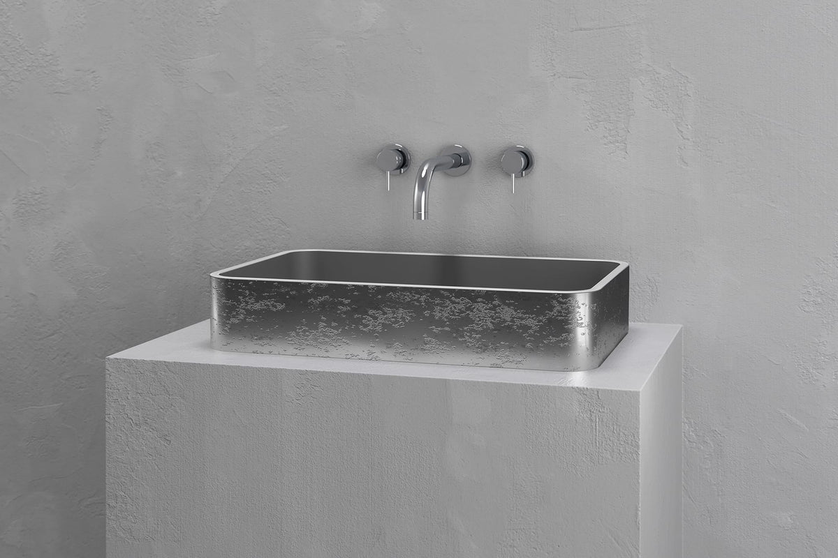 Low-Profile Rectangular Concrete Vessel Sink with Curved Corners – view 6