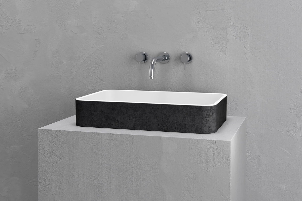 Low-Profile Rectangular Concrete Vessel Sink with Curved Corners – view 17