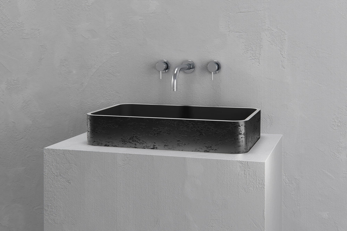 Low-Profile Rectangular Concrete Vessel Sink with Curved Corners – view 8