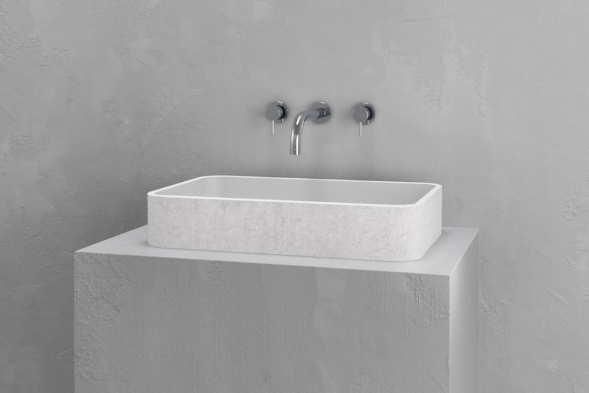 Low-Profile Rectangular Concrete Vessel Sink with Curved Corners – view 10