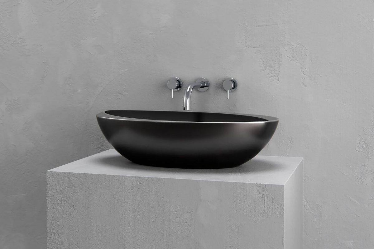 Oval Concrete Vessel Sink with Asymmetric Rim – Bespoke Collection – view 2