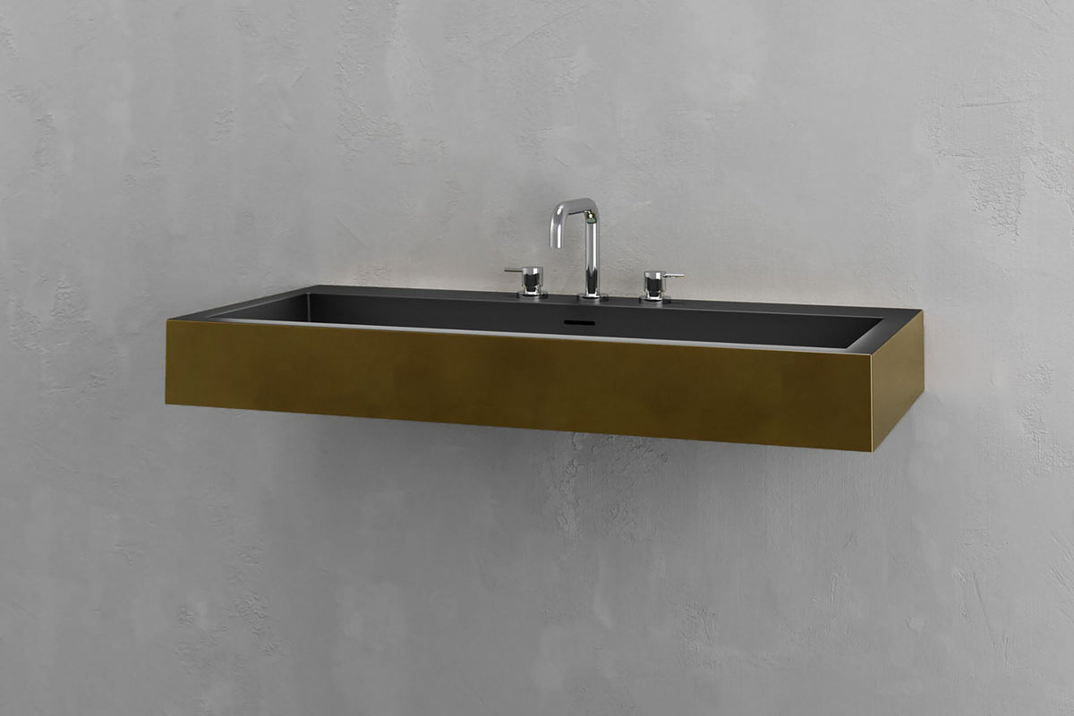 Wall-Mounted Rectangular Concrete Sink, 39.4 Inch Floating Basin – view 19
