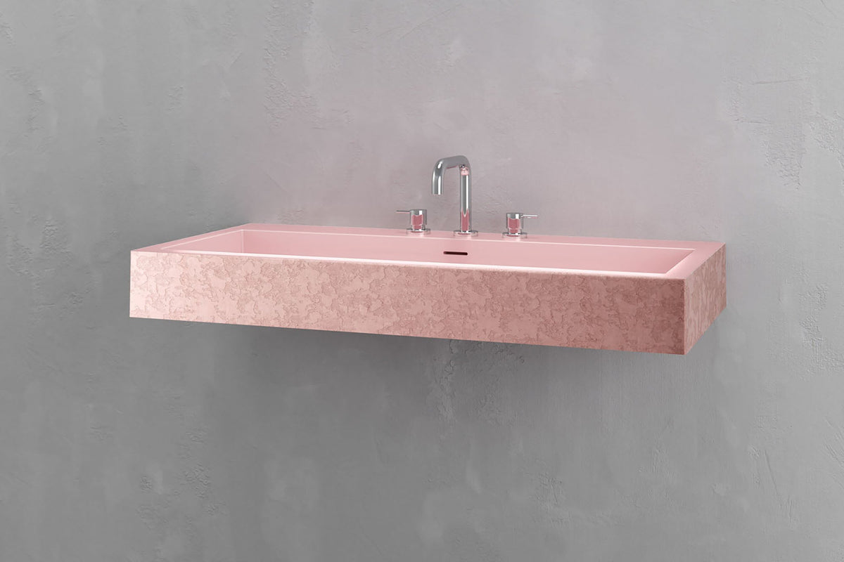 Wall-Mounted Rectangular Concrete Sink, 39.4 Inch Floating Basin – view 3