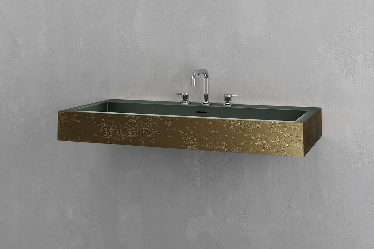Wall-Mounted Rectangular Concrete Sink, 39.4 Inch Floating Basin – view 5