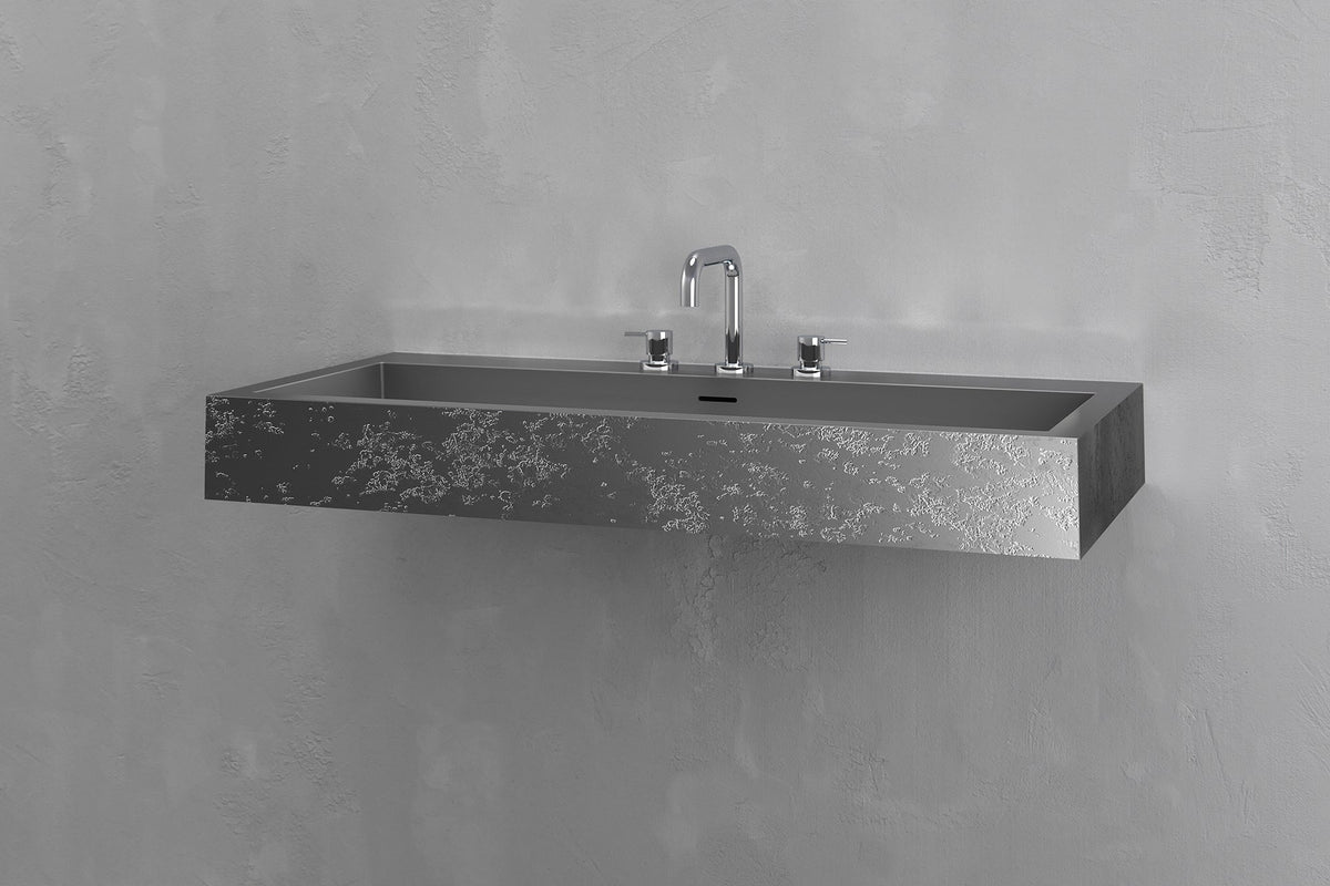 Wall-Mounted Rectangular Concrete Sink, 39.4 Inch Floating Basin – view 6