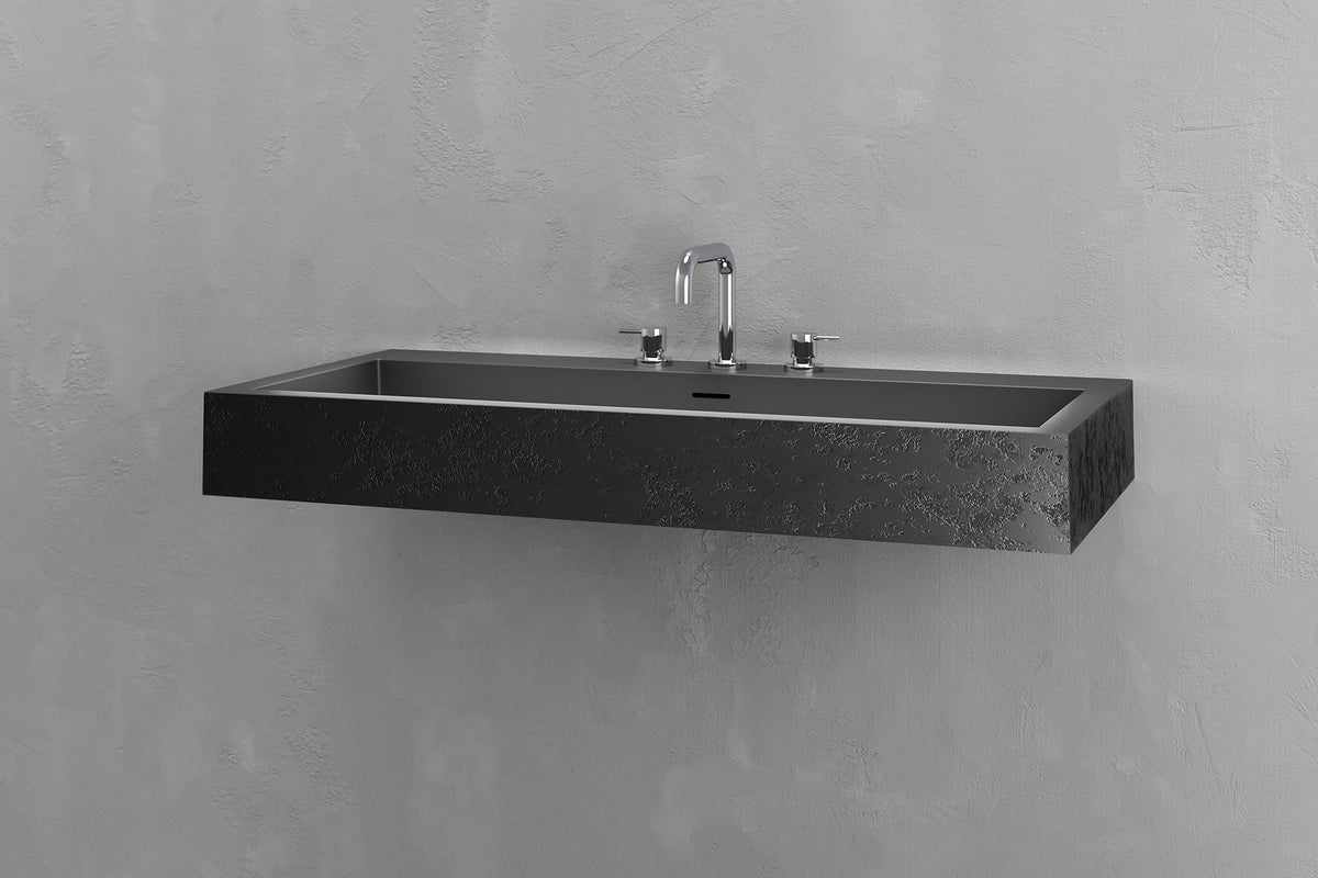 Wall-Mounted Rectangular Concrete Sink, 39.4 Inch Floating Basin – view 8