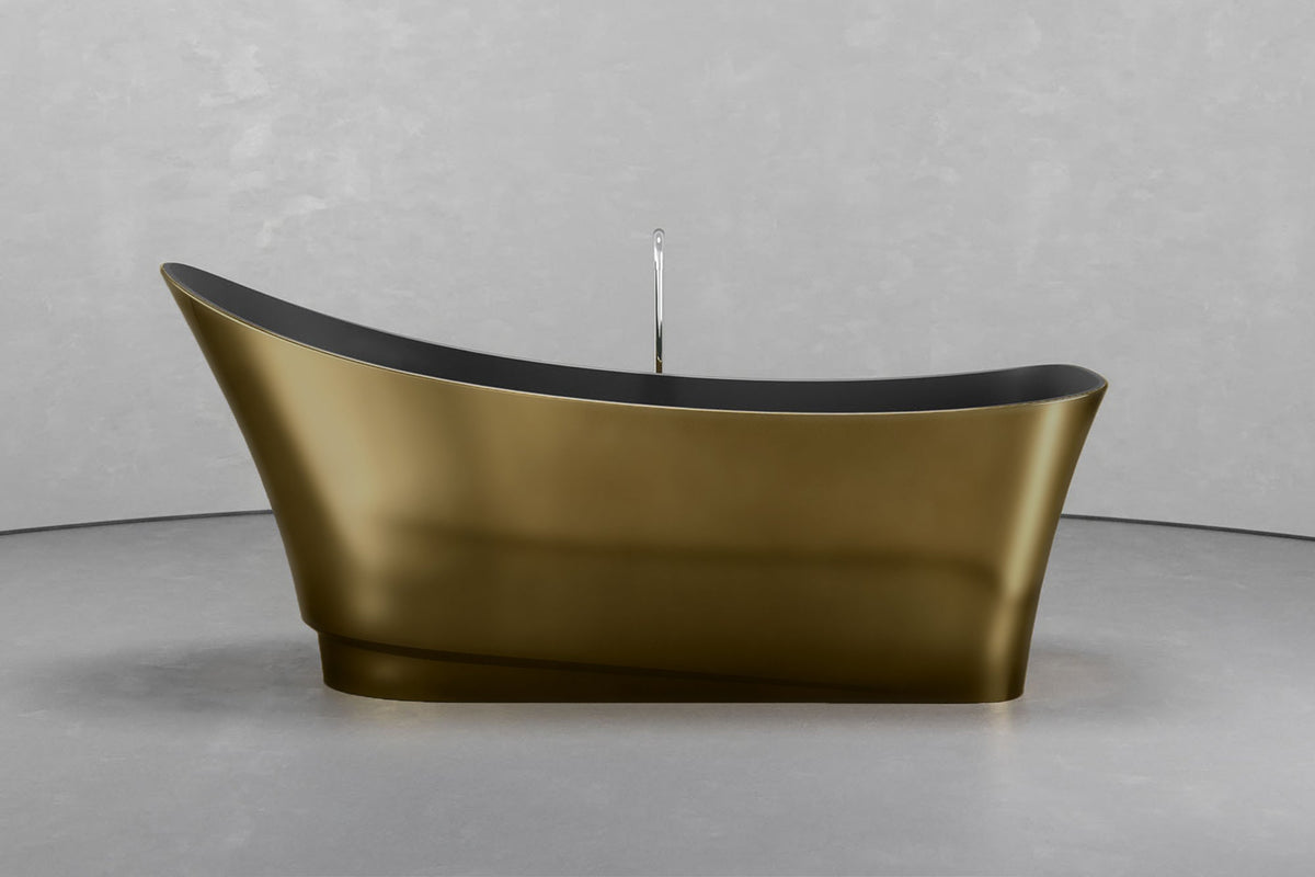 Boat-Shaped Freestanding Concrete Bathtub with Upright Recline – view 17