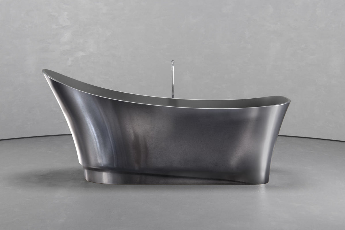 Concrete & Metal Reclining Bathtub by VAST Studio