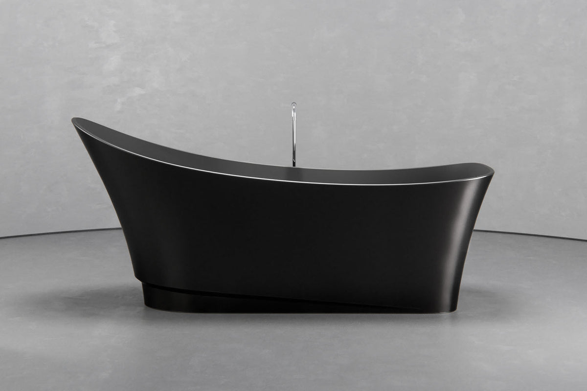 Boat-Shaped Freestanding Concrete Bathtub with Upright Recline – view 2