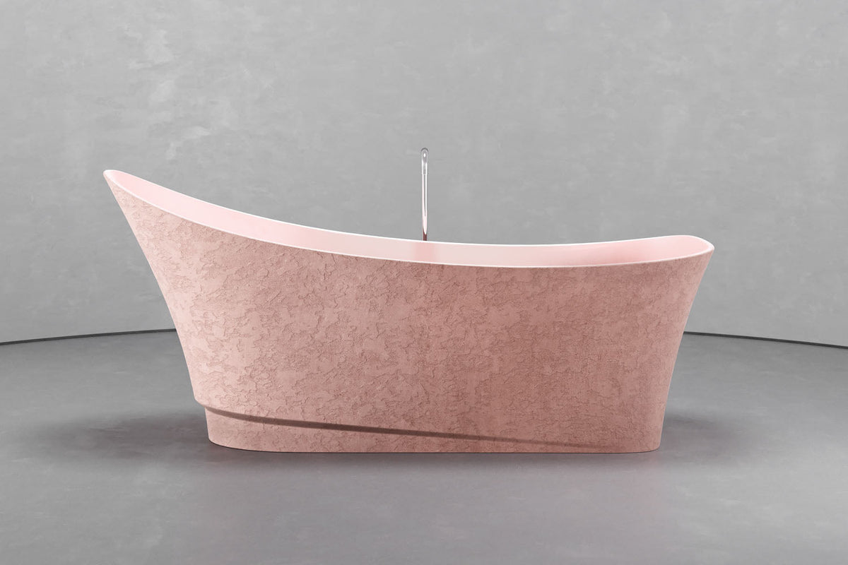 Boat-Shaped Freestanding Concrete Bathtub with Upright Recline – view 3