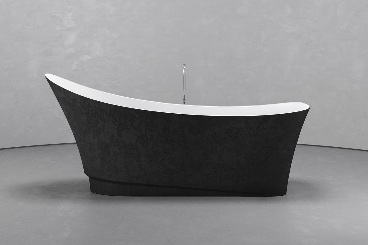Boat-Shaped Freestanding Concrete Bathtub with Upright Recline – view 19
